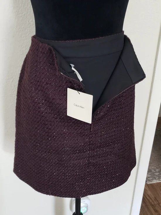 Calvin Klein Sparkle Knit A-Line Skirt - Wine - Picture 5 of 11